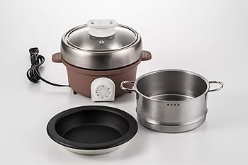 【中古】丸山技研 プチ・プレジール 電気 ミニ グリル鍋 グリルプレート付 スチーマー付 鍋料理 焼き料..