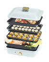 【中古】【未使用】SOLEMOOD ホットプレート 焼肉 たこ焼き 4枚のプレート付き 多用途 しゃぶしゃぶ グリル鍋 深鍋 焼肉プレート すぐに温まる プレー...