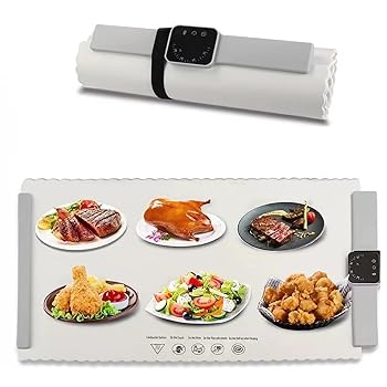 【中古】食品用保温マット シリコン製電気加熱トレイ 5段階温度調節可能 折りたたみ式加熱パッド 4時間タイマー付き 家庭、ピクニック、パーティー、ビュ