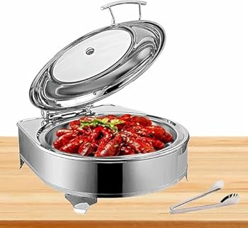 【中古】6Lラウンドヒーティングフラット擦り皿、ステンレススチールビュッフェ付きの加熱皿、マリーベイン、ケータリング用の電気プレート加熱、ビュッ