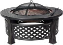【中古】ガーデンファイヤーピット アウトドアパーティー BBQファイヤーピット グリルシェルフ付き ガーデンラウンド卓上用ファイヤーボウル ドリンクや(2)