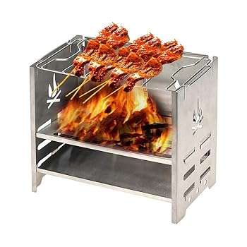 【中古】ATAAY ミニ 折りたたみ式 BBQ グリル ステンレススチール グリル ポータブル 炭 薪 ガスストー..