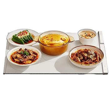 【中古】折りたたみ電気食品温めトレイ、3ギア温度調整可能な柔軟な食品ウォーマープレート、ナノコーティングされたシリコン食品温めパッド、5ゾーン加