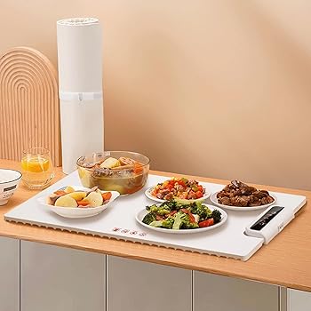 【中古】【未使用】新しいスマート電気温めトレイ、温度調節可能、食品用ポータブル電気温めトレイ、折りたたみ式温めトレイ、高速加熱、食品ホームパーティー用シ