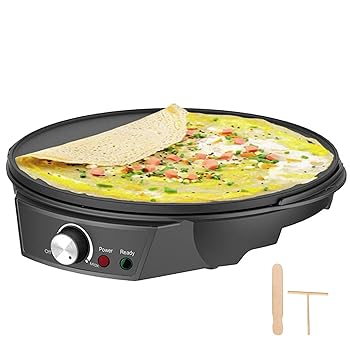 【中古】【未使用】RAAKIMO クレープパン 電気クレープメーカー 50-210°C温度制御 クレープ スク ノンスティックパン クレープメーカー クレープ焼き器 お菓子作り