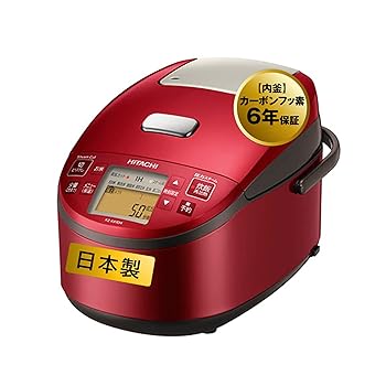 【中古】日立(HITACHI) 炊飯器 5.5合 圧力&スチームIH ふっくら御膳 本体日本製 黒厚鉄釜 蒸気カット RZ-AX10M R メタリックレッド