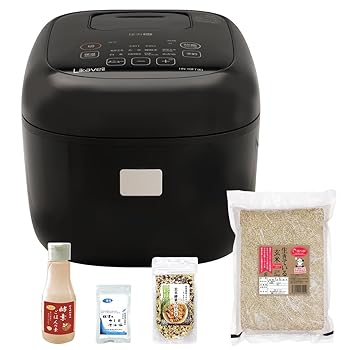 【中古】玄米発芽炊飯器ライカベル 発芽熟成玄 米セット（生きている玄の米プレミアム たきたて2kg/雑穀150g/塩50g/酵素ごはんの素）玄 米4合 白米5.5合