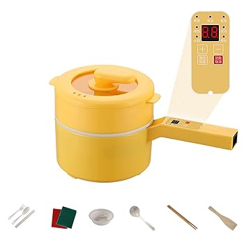 【中古】YOROXRG 多機能電気調理鍋 片手鍋 蒸し器付き 20cm 2L大容量 蒸す・煮る・炒める・炊飯 鍋 ひ..