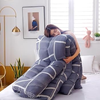 【中古】春/夏羽毛布団ウォッシャブルチェッカークリーンキルトブランケット1ピースセットキッズ羽毛布団セミダブルシングルダブル(ブルーセミダブル180