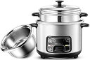【中古】炊飯器と蒸し器 - 保温機能付き 201 ステンレススチールライナー、ヘラと計量カップ付き、1〜7 人用