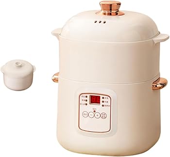 【中古】【未使用】Rcuihak 電気シチューポット、陶器スープポット、家庭用やけど防止ミルクポット、自..