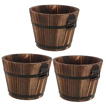 【中古】【未使用】Housoutil 3個 炊飯器 ハンギリミキシングボウル 日本の寿司バケツ おけ米混合桶 すし飯冷やし丼 半切ミキシングタブ 木製 米バケツ 米桶 取っ手