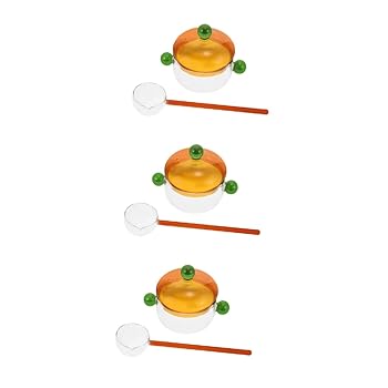 【中古】【未使用】OUNONA 3個セット 高ホウケイ酸ガラスボウル spoon soup pot スチーマー desim がらす スプーン クッカー ガラススープポット 透明なスープポッ