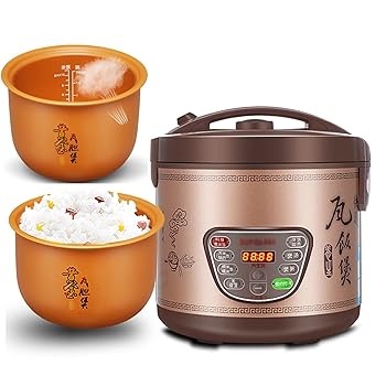 【中古】【未使用】炊飯器＆鍋4/5 / 6L大容量テラコッタ天然焼き釉1?12人用家庭用寮用ノンスティックライナー炊飯器（サイズ：6l）（4l）