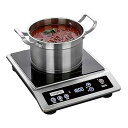 【中古】電磁調理器、ポータブルクッカー、大型8インチ加熱コイル、18/10ステンレス鋼商用グレードバーナー、NSF認証、10時間タイマー、1800Wプロフェッ(2)