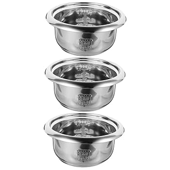 【中古】MUCKLILY ノンスティックインナーポット 3個 炊飯器ライナー ステンレススチール 厚みのある鍋とフライパン 炊飯器交換用ライナー