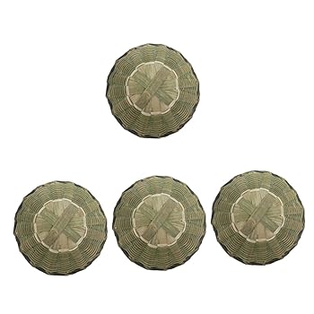 【中古】【未使用】OUNONA 4個 竹蓋収納 キッチンアクセサリー せいろカバー スチーマー steamer ホームアクセサリー コンテナベース 保管所 付属品 蒸発器 枝編み