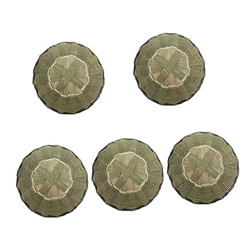 【中古】【未使用】OUNONA 5個 竹蓋収納 スチーマー steamer ウッドベース コンテナベース ストーブ キッチンアクセサリー ホームアクセサリー 竹編み 中華なべ 大