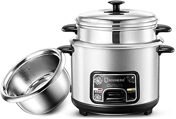 【中古】炊飯器-蒸し器201ステンレス炊飯器、へらと計量カップ付き、1?7人用(4L) ()