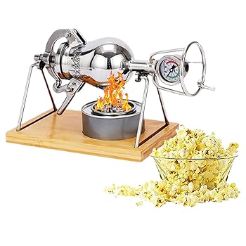 【中古】MOFGOE 中国のヴィンテージポップコーンマシン、304ステンレス鋼ポップコーンメーカー、260mlミニハンドポップコーンポッパー、手動クランク/圧