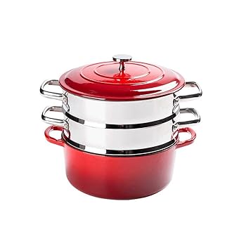 【中古】【未使用】n/a 二層のガスストーブ用鋳鉄エナメルスチーマー家庭用大型2層304ステンレス鋼蒸し..