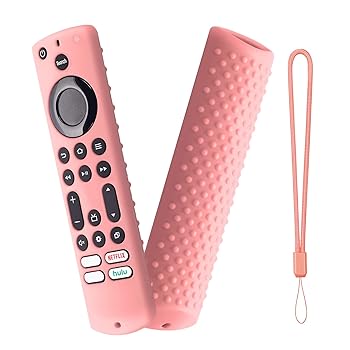 Insignia/東芝 FireTV Controller 2021 CTRC1US21用交換リモコンケース、ストラップ付きシリコンカバー、ピンク