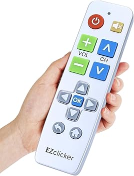EZclicker Plus ビッグボタンユニバーサルテレビリモコン (シルバー) シンプルで使いやすく、主要なテレビブランドで動作します (単4電池2本は含
