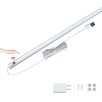【中古】【未使用】タッチレス検知 センサーledライト LED バーライト 60cm キッチンライト 4000K 自然色 高輝度650LM 0.7cm 超薄型 9W 非接触 無段調光 ACアダプタ