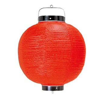 【中古】【未使用】丸 ビニール提灯 φ340×H460 赤 無地 13号(2.0)