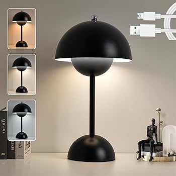 【中古】2024 キノコ テーブル ランプ、 ポータブル 調光可能 ベッドサイドランプ と USB充電、 コード..