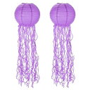 【中古】【未使用】PATIKIL 31x10" ペーパーランタン 2個セット クラゲハンギングデコレーションランタン パーティー装飾 誕生日 ウェディング ブライダルシャワー