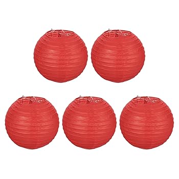 【中古】PATIKIL 6" ペーパーランタン 5個の丸い吊り下げ式中国/日本のランタン装飾 家庭用誕生日パー..
