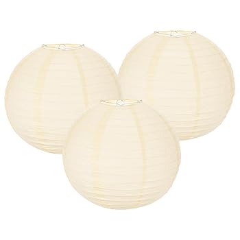 【中古】【未使用】uxcell 3PCS ペーパーランタン装飾 12インチ クリームホワイト ラウンド ハンギング..