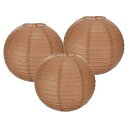 【中古】【未使用】uxcell 3PCS ペーパーランタン装飾用 12インチ 茶色 ラウンド ハンギング ボール ランタン 中国のランタン ホームデコレーション 誕生日 ウェデ