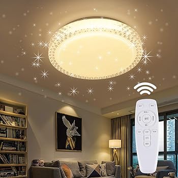 【中古】LED シーリングライト 星空効果 25W 無段階調光調色タイプ 4~6畳 常夜灯 モード メモリ機能 照..