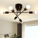 【中古】【未使用】DINGLILED シーリングライト6灯 オシャレ LED 現代スプートニク ペンダントライト マットブラックリビング天井器具照明 角度調整可能 LED電球対