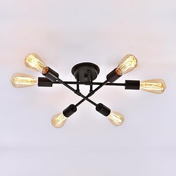 【中古】【未使用】ペンダントライト 6灯 北欧風 工業風 アンティーク レトロ シャンデリア 天井照明 吊り下げ電球 おしゃれ ダイニング照明 食卓用 リビング 居間