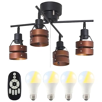 【中古】共同照明 シーリングライト 4灯 8畳 シーリングスポットライト 調光 調色 9W LED電球 60W形相..