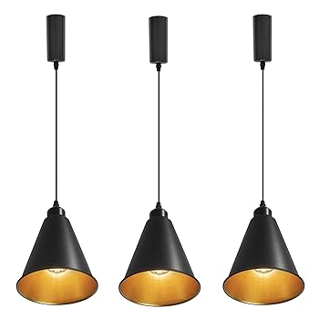 【中古】KIVEN 3個パック レトロペンダントライト 裏面はゴールド色 長さ調節可 コード収納カップ付き インテリア照明 北欧 ペンダントランプ おしゃれ