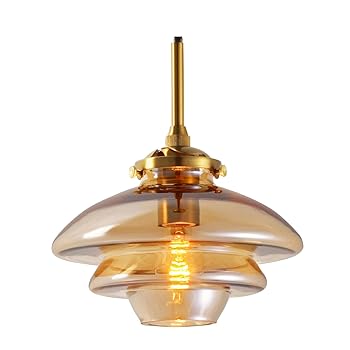 【中古】【未使用】インターフォルム ペンダントライト LT-4239AM リネー アンバー 白熱球付 ガラス 北欧 ゴールド コンパクト