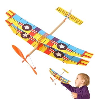 【中古】輪ゴム飛行機キット 、輪ゴム動力飛行機 | 輪ゴム モデル - か わいいカラフ ルな複葉機キット、 エ ンター テイメント を学ぶため の面白い教育
