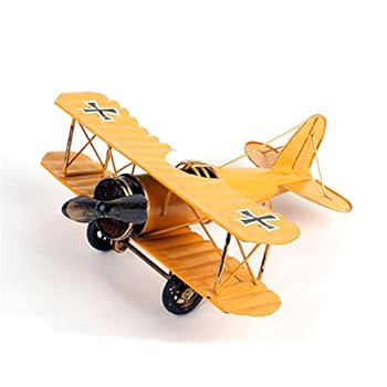 【中古】tonntyann 戦闘機 完成品 トロ調 ブリキ 第一次世界大戦 ドイツ 飛行機 模型 モデル レ おもちゃ 記念 コレクション ギフト (黄)