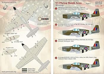 【中古】【未使用】プリントスケール 48-132 1/48 P-51マスタングV1 爆撃機 エース