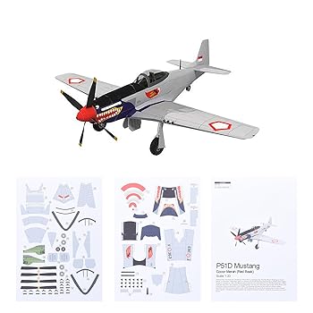 【中古】1:33ペーパー P-51D マスタング戦闘機模型 シミュレーション 戦闘機 航空 ミリタリー 科学 展示模型 (未組立キット) ディスプレイモデル