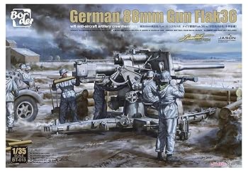 【中古】ボーダーモデル 1/35 ドイツ軍 88mm砲 Flak36 w/砲兵フィギュア プラモデル BT013 成型色