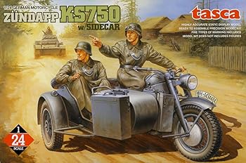 【中古】アスカモデル 1/24 ドイツ軍用 オートバイ ツュンダップ KS750 サイドカー プラモデル 24-004