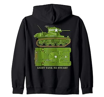 【中古】【未使用】軽戦車M3スチュアート 第二次世界大戦のアメリカ戦車図 ジップパーカー