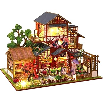 【中古】【未使用】moin moin 1/24 ドールハウス ミニチュア 手作りキット セット 日本料理に自信がある 和風 旅館 - 和喜居 - 深夜食堂 寿司 スイカ 池 もみじ | L