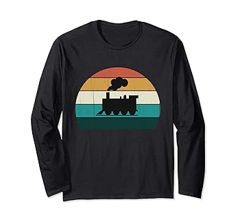 【中古】レトロな電車。ヴィンテージ鉄道車両・機関車・鉄道好きのためのギフト 長袖Tシャツ