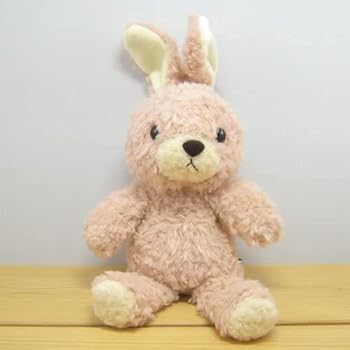 【中古】【未使用】童心オリジナル 日本製 ウサギのフカフカ ぬいぐるみ 高さ27cm ローズ